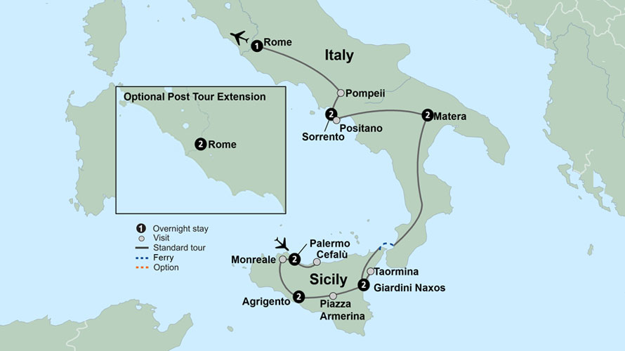 Southern Italy & Sicily Map