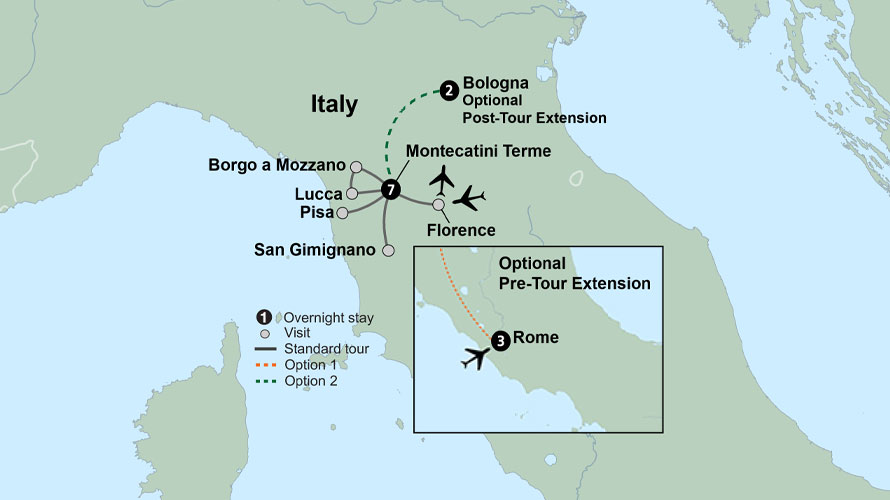 Spotlight on Tuscany map