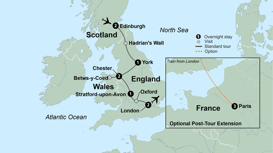 British Landscapes tour map