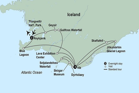 Iceland's Magical Northern Lights Tour Map
