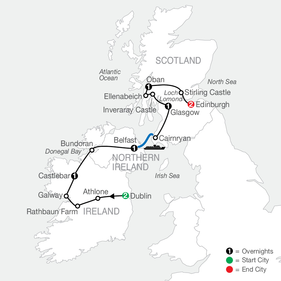 map of Taste of Ireland and Scotland