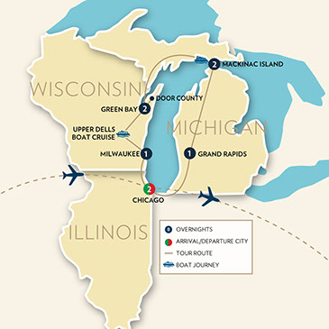 Fall Colors & Lighthouses tour map