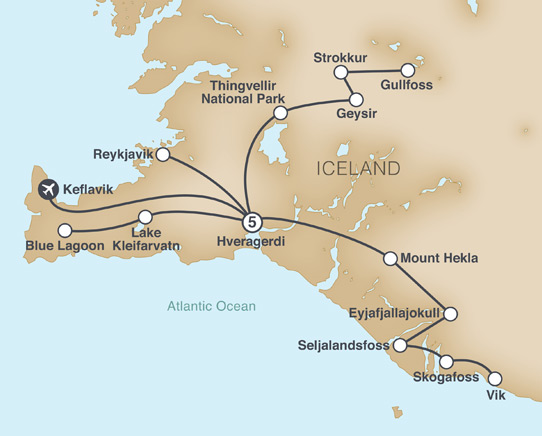 Iceland Land of Fire and Ice Map
