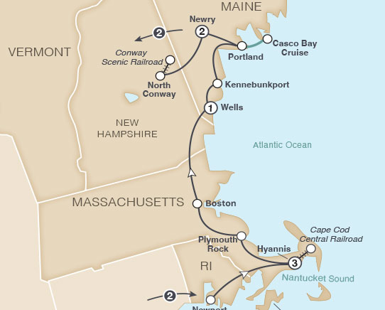 Map of Autumn in New England