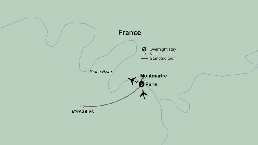 Spotlight on Paris tour map