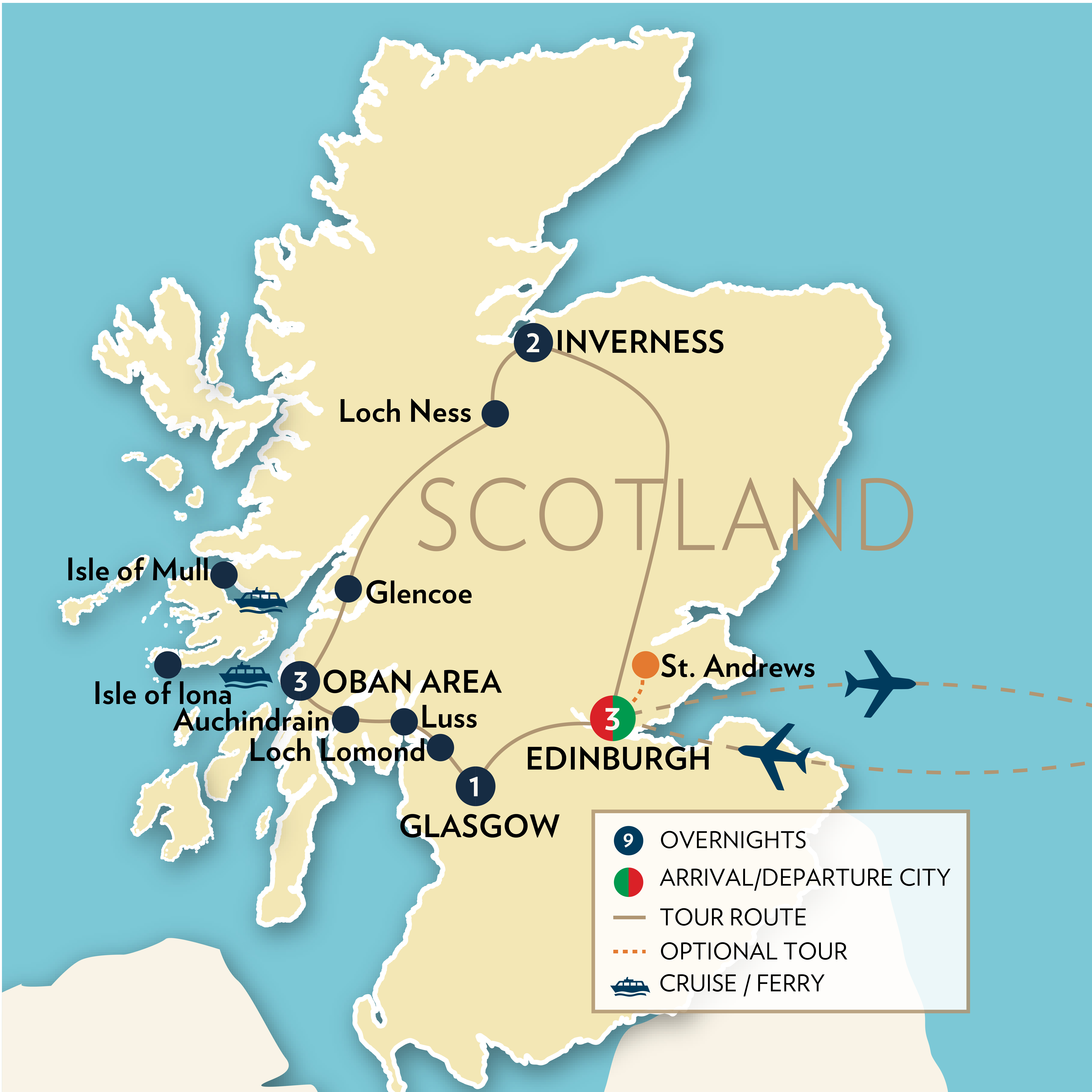 Highlights of Scotland Tour Map