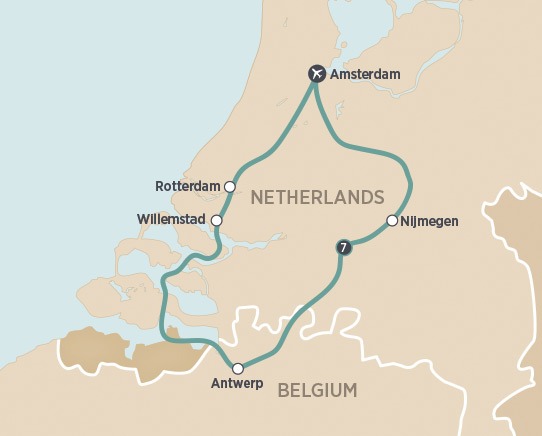Holland & Belgium in Bloom tour map