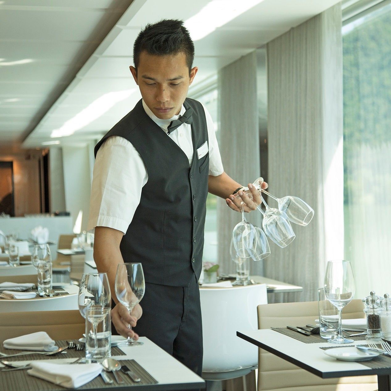 Attentive Shipboard Staff