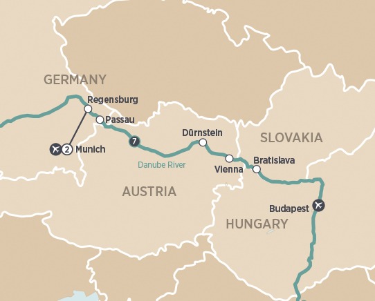 Map of Danube Delights with Oktoberfest